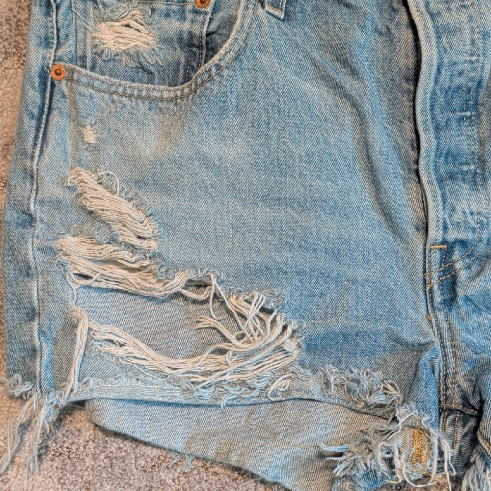 Levis 501 Button Fly Denim Shorts - Picture 3 of 8